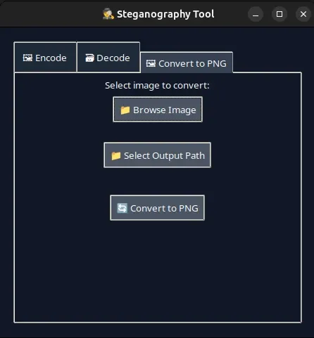 The Convert to PNG tab