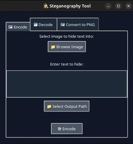 تب Encode در ابزار Steganography